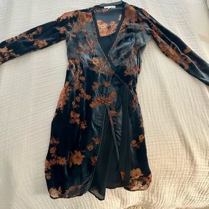Anthropologie Eri + Ali Blue Velvet Burnout Dress